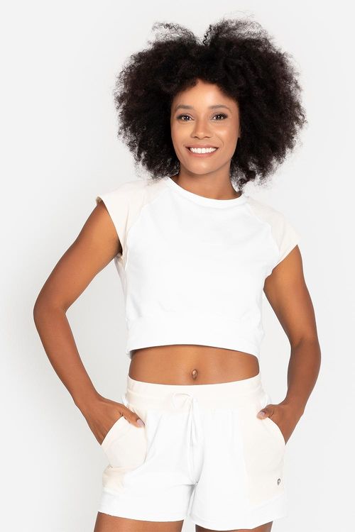 Blusa Cropped Comfy Fleece Raised A.V.24 - Branco