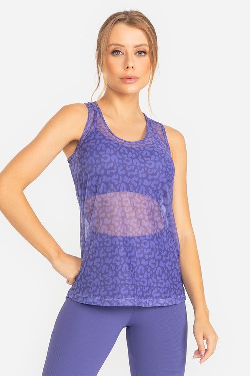 Blusa Mesh Leopard VERÃO24 - Celeste