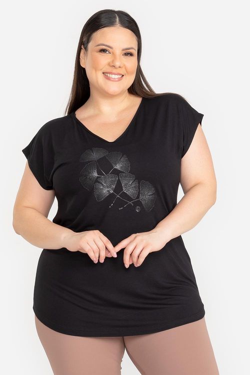 T-Shirt Plus Fluidity Botanical
 VERÃO24 - Preto