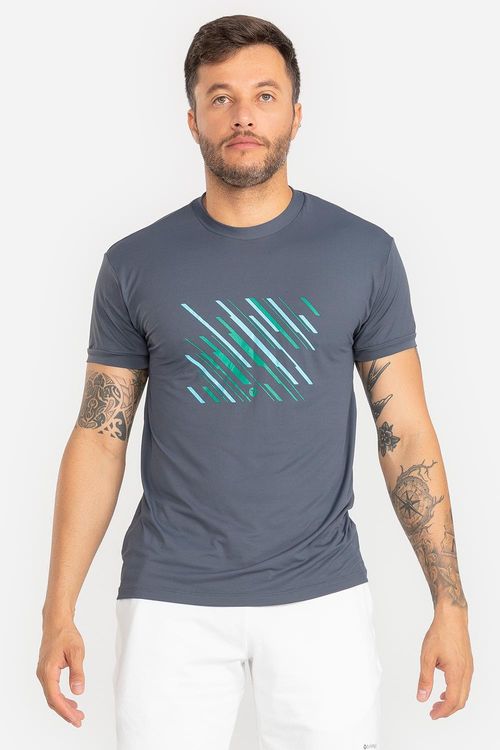 T-Shirt Eco Dry Barras Masculina VERÃO24 - Chumbo