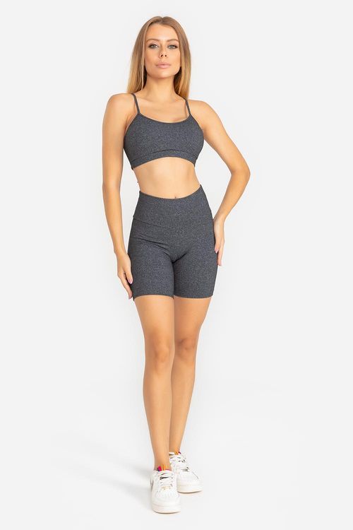 Shorts Intermediário Essential Flex - Mescla Preto