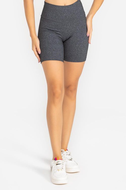 Shorts Intermediário Essential Flex - Mescla Preto