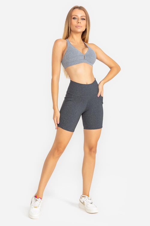 Shorts Intermediário Essential High Compression - Mescla com Preto