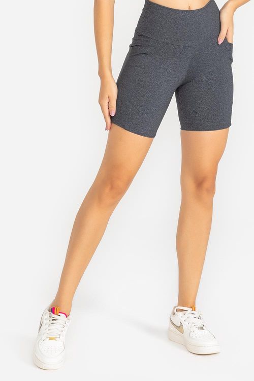 Shorts Intermediário Essential High Compression - Mescla com Preto
