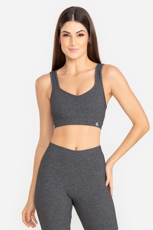 Top Com Fecho Essential High Compression - Mescla Preto