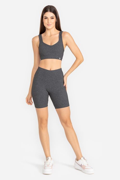 Shorts Intermediário Essential High Compression - Mescla Preto