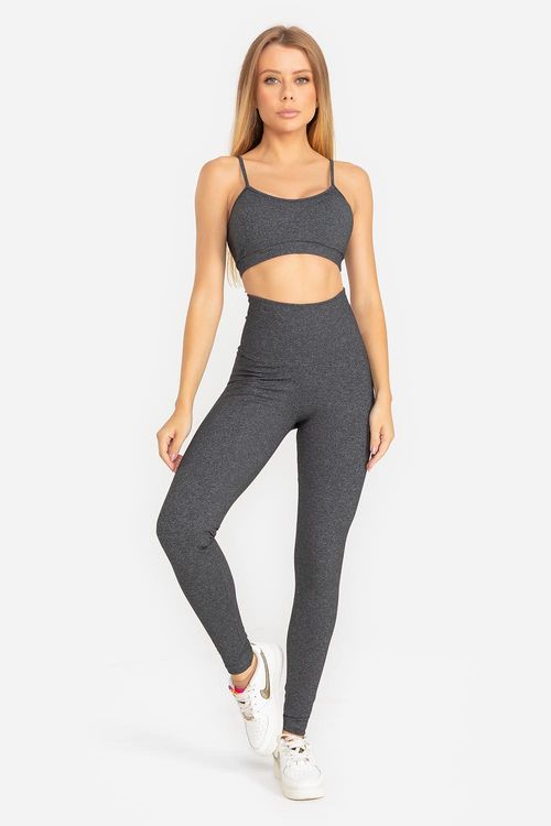 Calça Legging Essential High Compression Halter - Mescla Preto