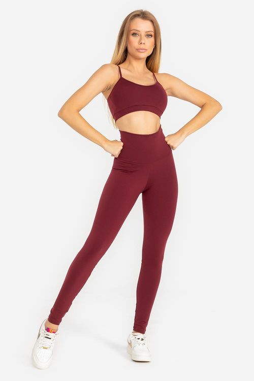 Calça Legging Essential High Compression Halter - Bordô