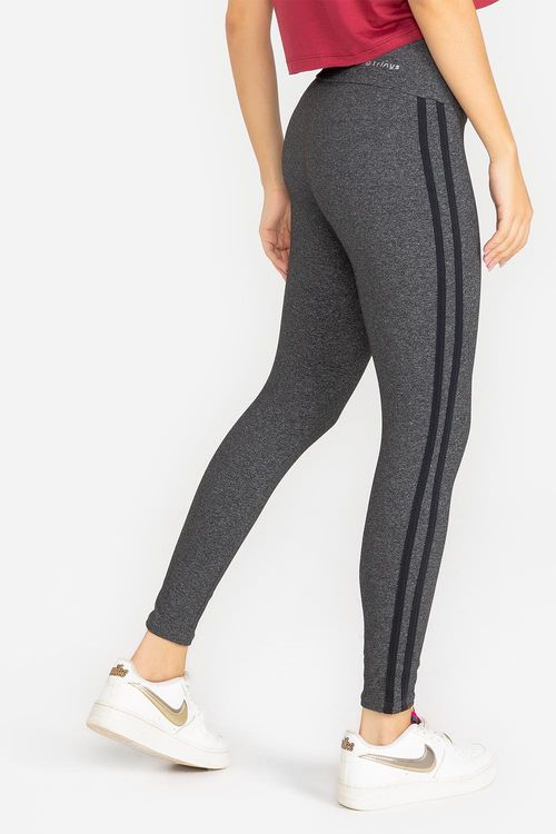 Calça Legging High Compression com Galão - Mescla Preto