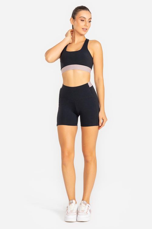 Shorts Essential High Compression ID - Preto/Taupe