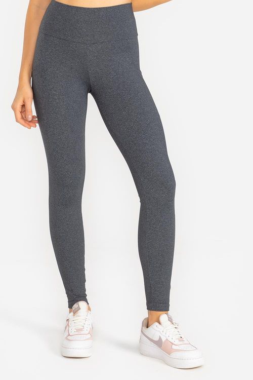 Calça Legging High Compression Essential Com Bolso - Mescla Preto
