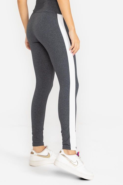 Calça Legging Contraste Trinys ID - Mescla Preto/Branco