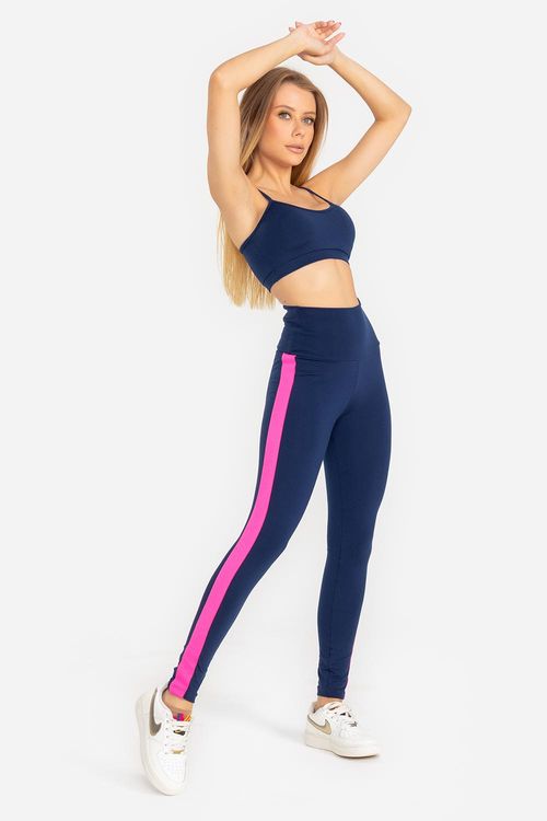 Calça Legging Contraste Trinys ID - Marinho Ebony/Pink
