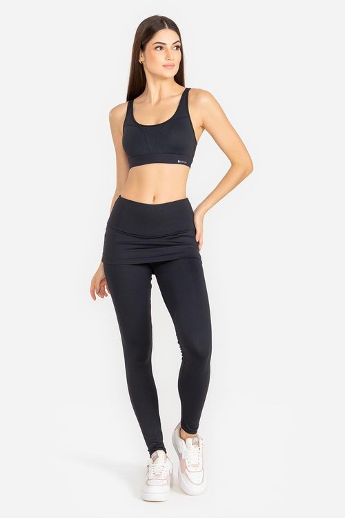 Calça Legging Soft Essential Com Saia - Preto