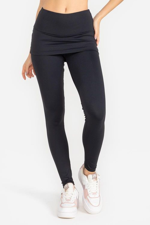 Calça Legging Soft Essential Com Saia - Preto