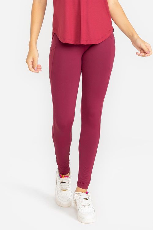 Calça Legging Soft Core Com Bolsos - Bordô