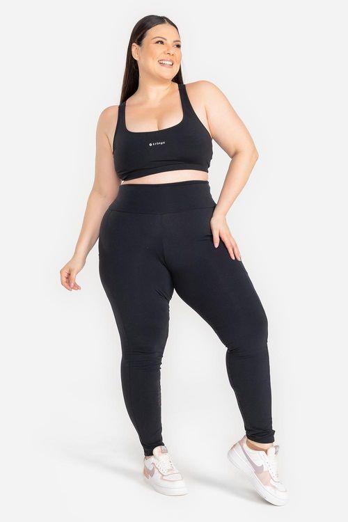 Calça Legging com Bolso Essential High Compression Plus Size - Preto