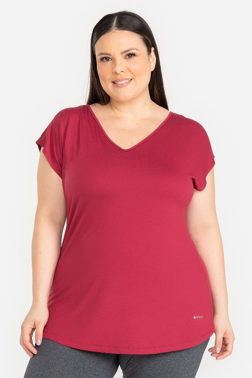 Blusa Fluidity Plus Essential Decote V - Vinho