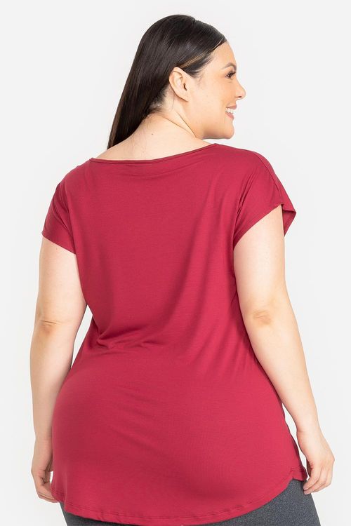 Blusa Fluidity Plus Essential Decote V - Vinho