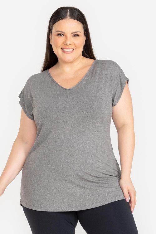 Blusa Fluidity Plus Essential Decote V - Mescla Forte