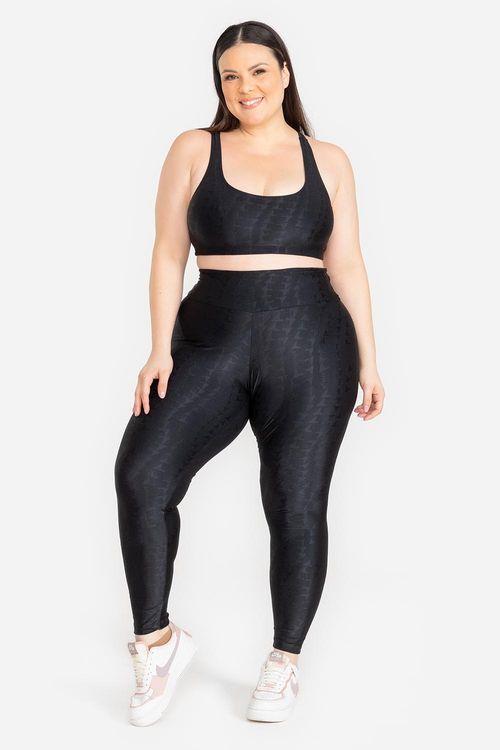 Calça Legging Plus Jacquard ID - Preto