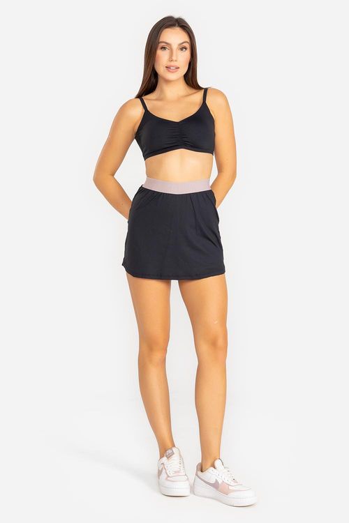 Saia-Shorts Tennis Essential ID - Preto/Taupe