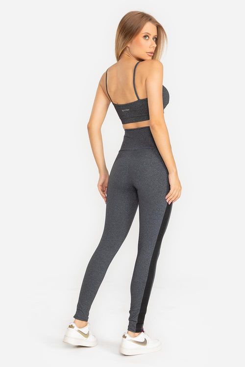 Calça Legging Contraste Trinys ID - Mescla Preto/Preto