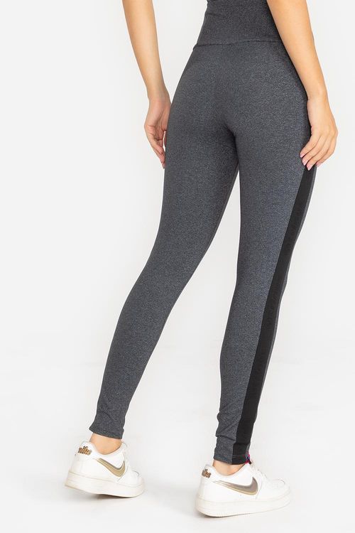 Calça Legging Contraste Trinys ID - Mescla Preto/Preto