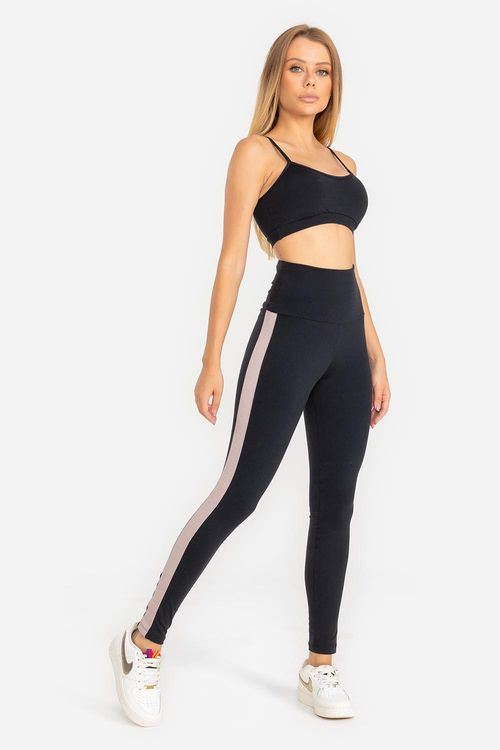 Calça Legging Contraste Trinys ID - Preto/Taupe