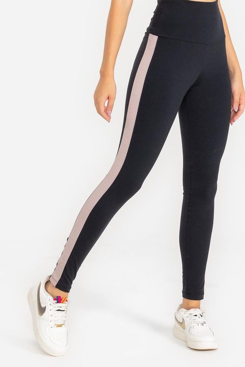 Calça Legging Contraste Trinys ID - Preto/Taupe
