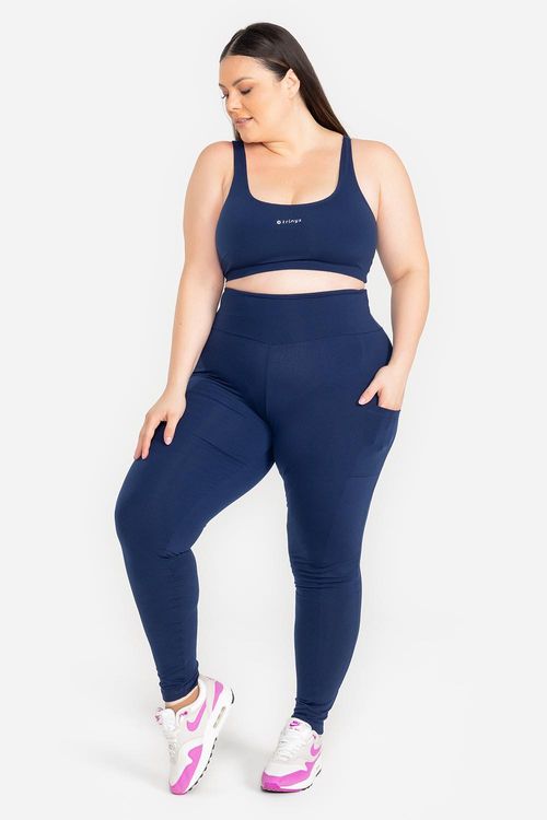 Calça Legging com Bolso Essential High Compression Plus Size - Marinho