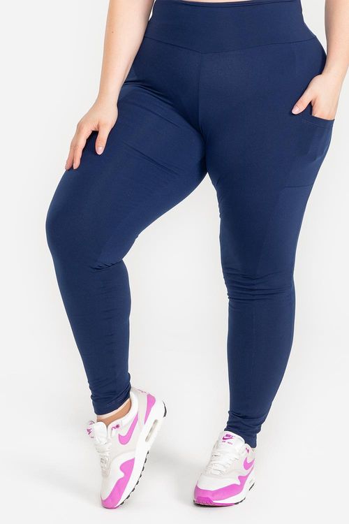 Calça Legging com Bolso Essential High Compression Plus Size - Marinho