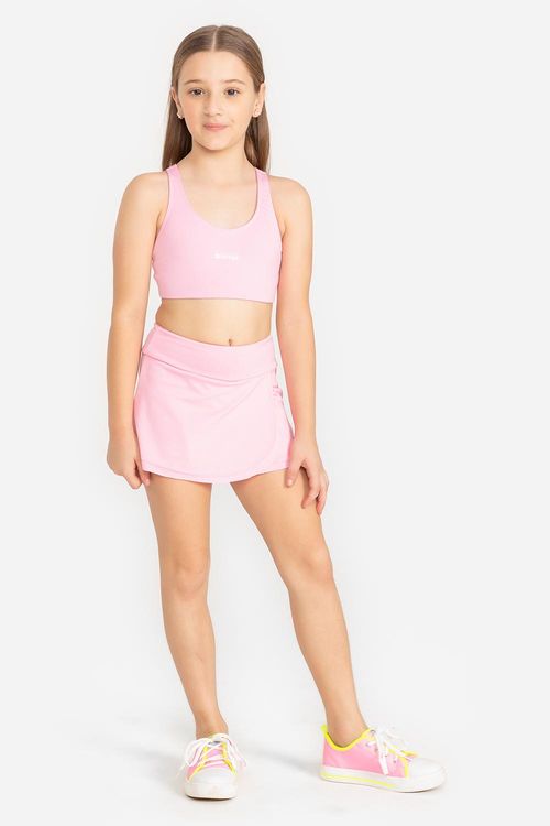 Saia-Shorts Essential Infantil - Rosa Forte
