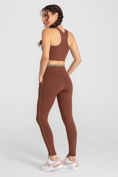 Calça Legging Impact Duo com Bolsos Funcionais - Cacau