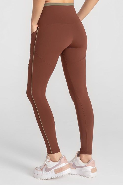 Calça Legging Impact Duo com Bolsos Funcionais - Cacau