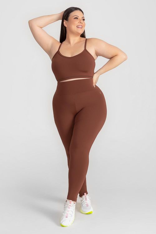 Calça Legging Plus Impact com Bolso Funcional - Cacau