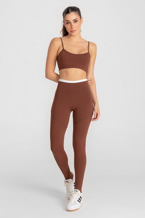 Calça Legging Impact Duo Recortes - Cacau