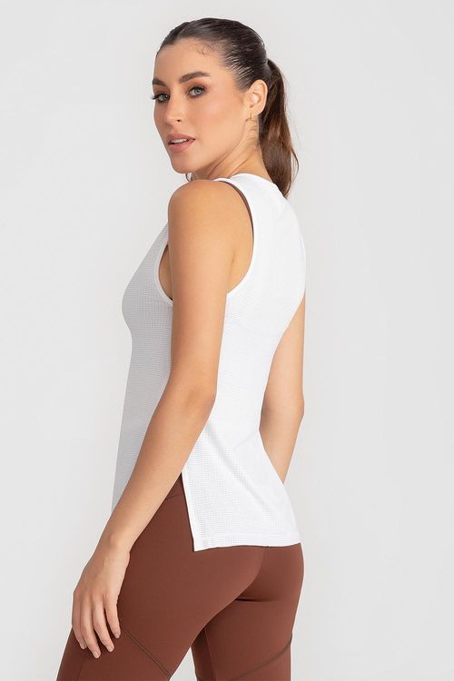 Blusa Regata Texture Air - Branco
