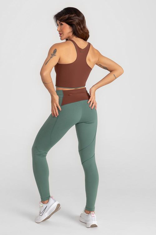 Calça Legging High Compression Duo com Bolso Funcional - Herb
