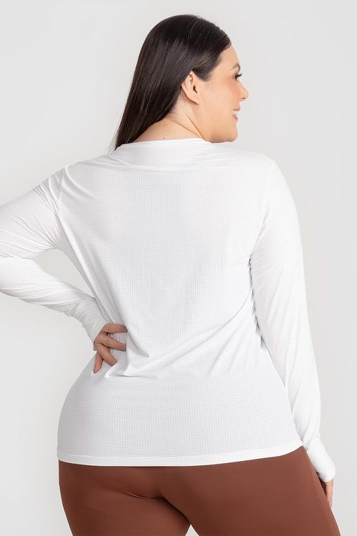 Blusa Plus Texture Air M/L com Abertura para polegar - Branco