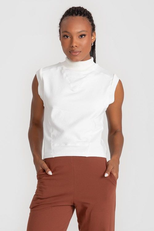 Colete Comfy Fleece Gola Alta - Branco