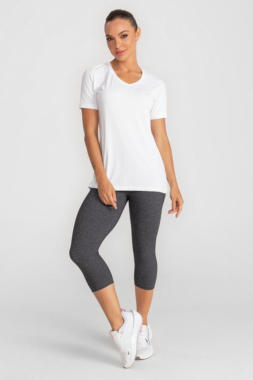 Calça Corsário Essential High Compression - Mescla Preto