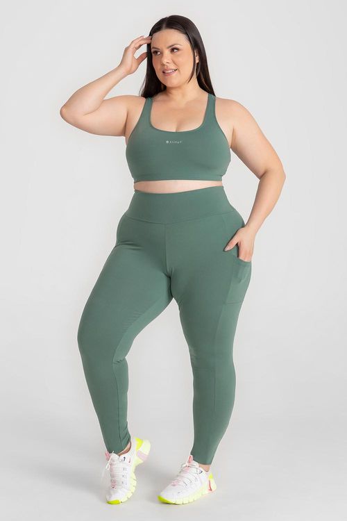 Calça Legging com Bolso Essential High Compression Plus Size - Herb
