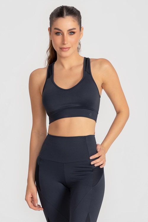 Top Emana Ribbed com Bojo Removível - Preto