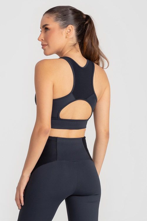 Top Emana Ribbed com Bojo Removível - Preto