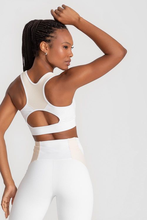 Top Emana Ribbed com Bojo Removível - Branco