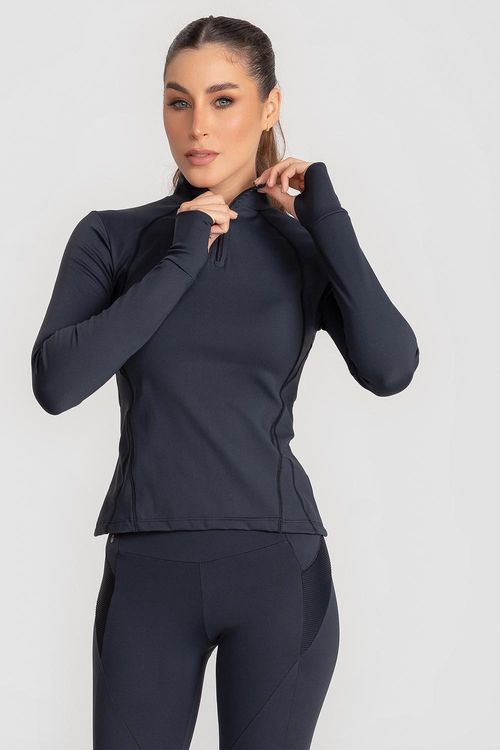 Blusa Emana com Abertura para Polegar - Preto
