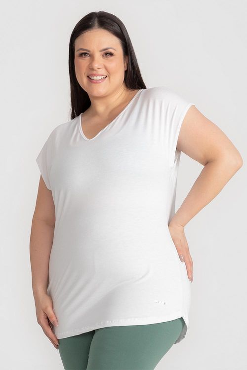 Blusa Fluidity Plus Essential Decote V - Branco