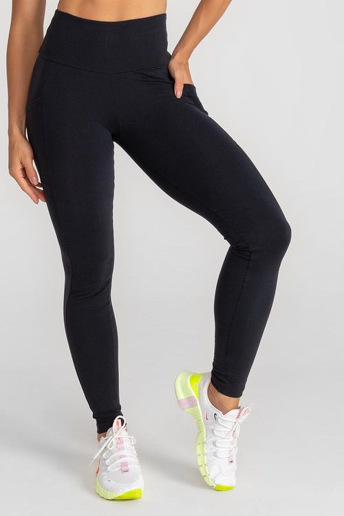 Calça Legging High Compression Essential Com Bolso - Preto