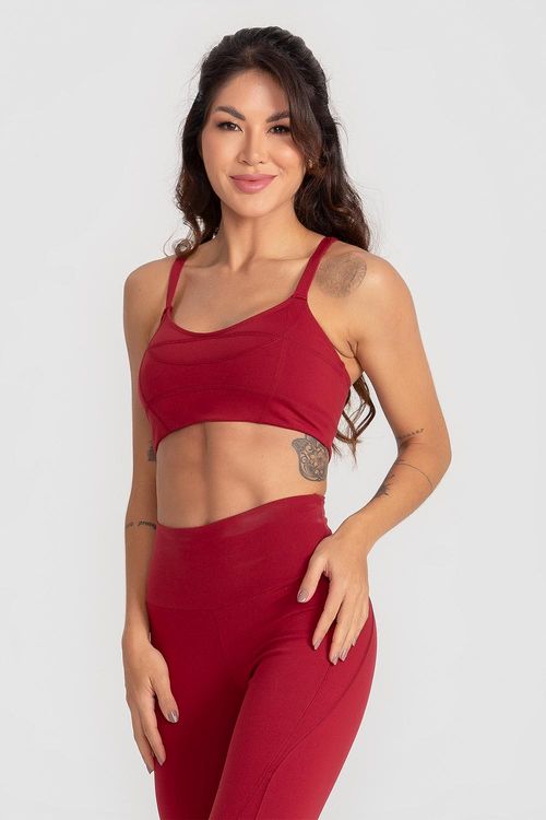 Top High Compression com Bojo Removível - Merlot